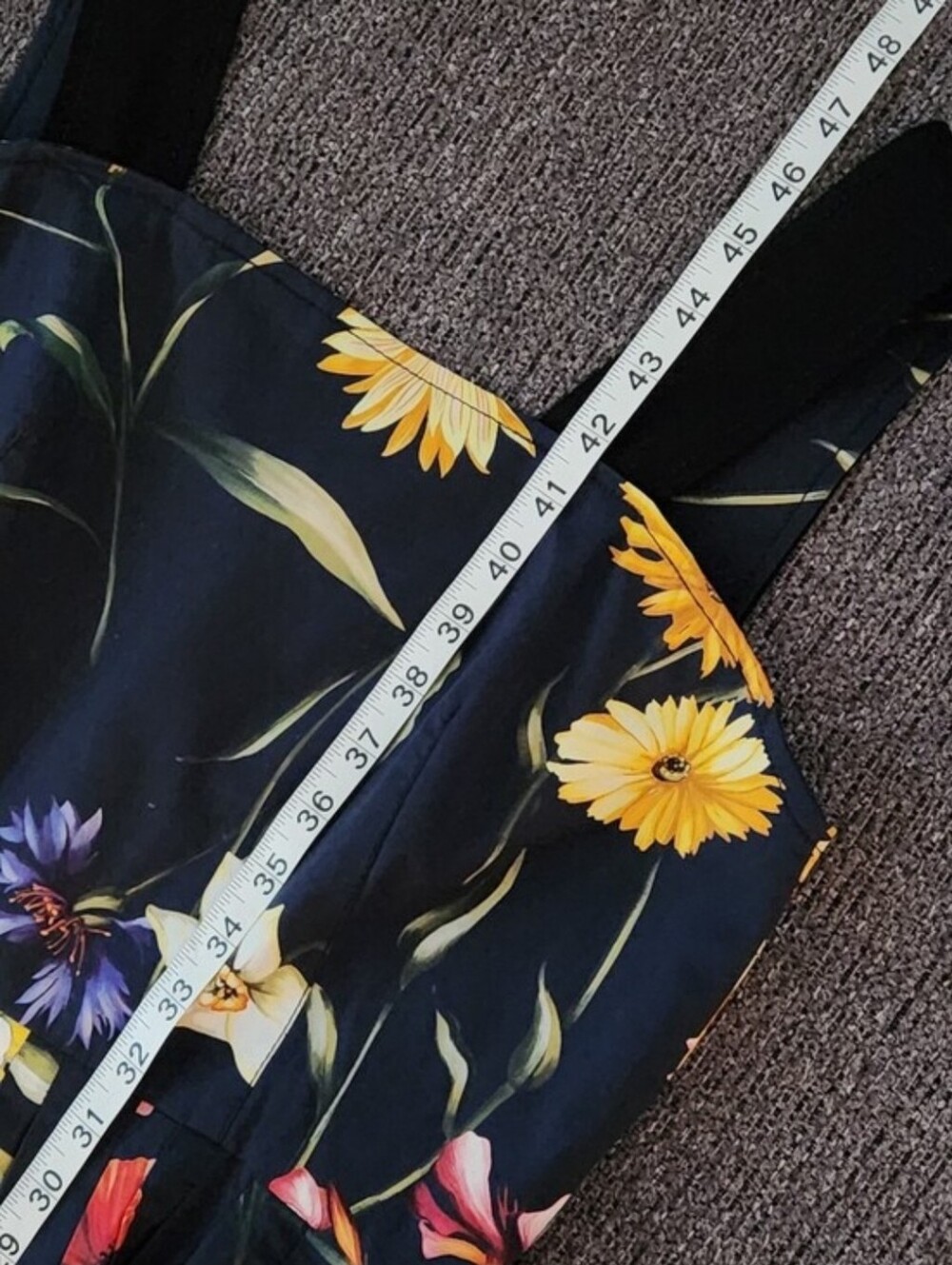 💐Oscar de la Renta💐 - Navy/Multi Floral Sleeveless A-Line Midi Dress - Picture 12 of 16